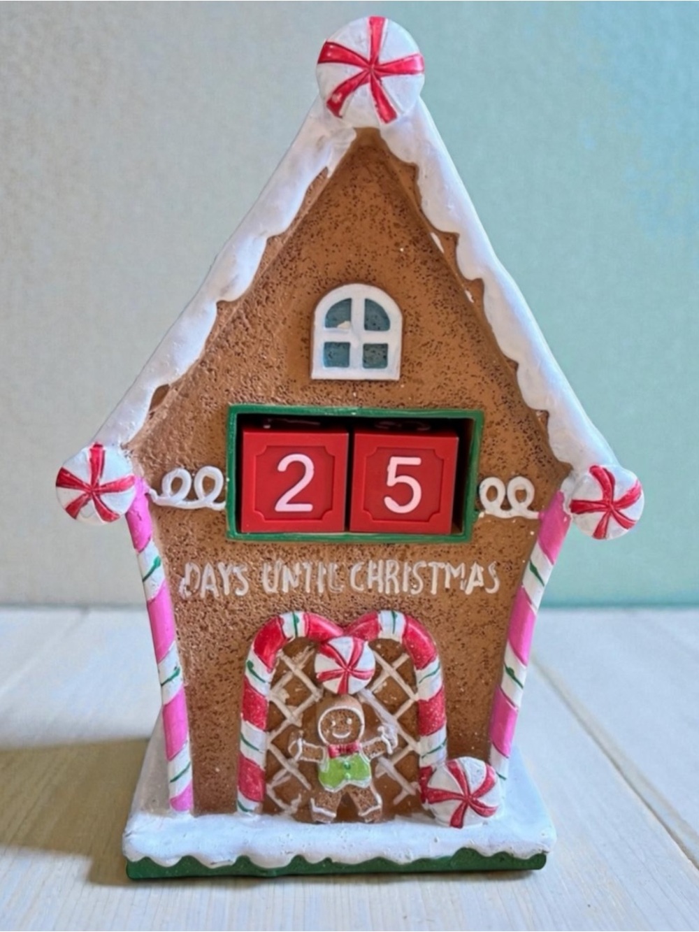 Gingerbread Countdown Calendar with Red and White Accents